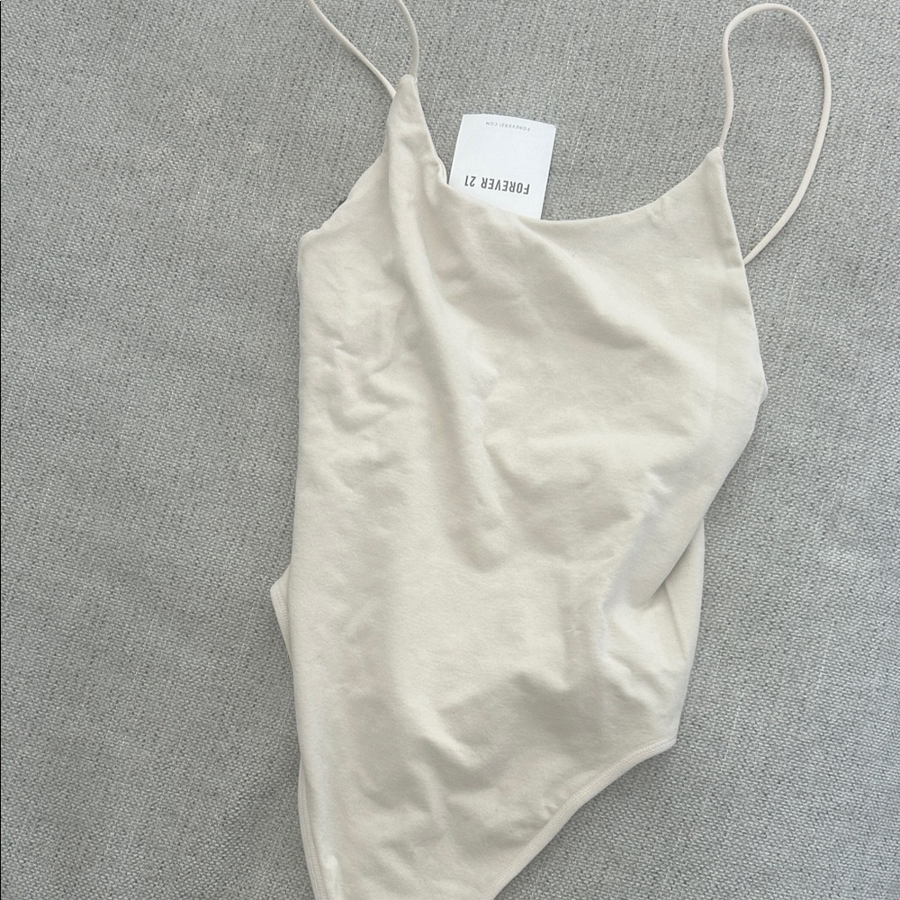Forever 21 Light Cream Spaghetti Strap Bodysuit